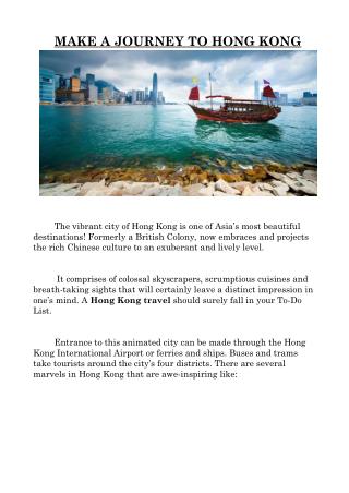MAKE A JOURNEY TO HONG KONG