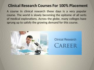 Clinical Research Courses For 100% Placement