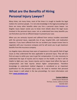 What are the Benefits of Hiring Personal Injury Lawyer