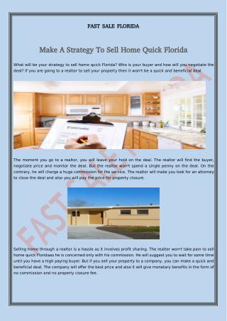 Make A Strategy To Sell Home Quick Florida