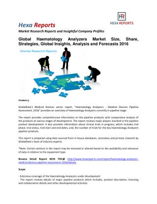 Haematology Analyzers Market Size, Share, Trends, Analysis and Forecasts 2016