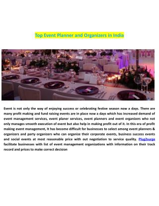 Top Event Planner and Organizers in India