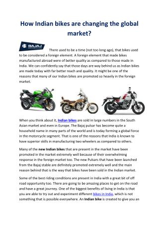 How indian bikes are changing the global market