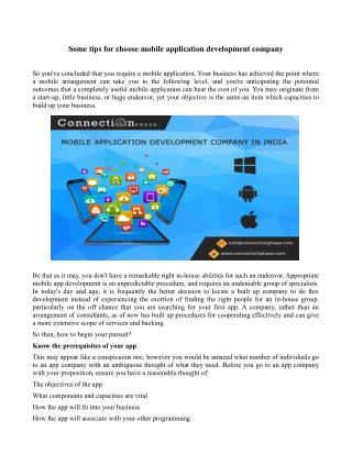 some tips for choose mobile application development company