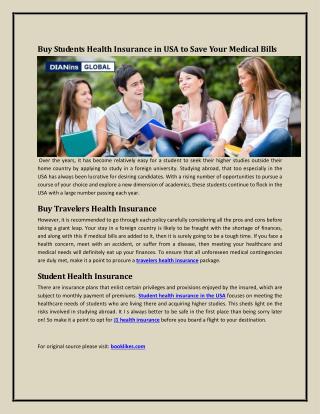Buy Students Health Insurance in USA to Save Your Medical Bills