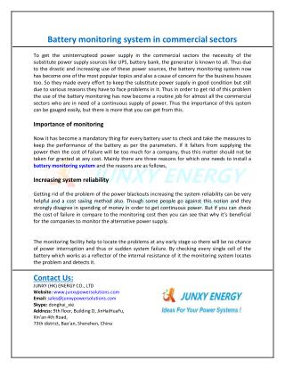 Battery monitoring system in commercial sectors