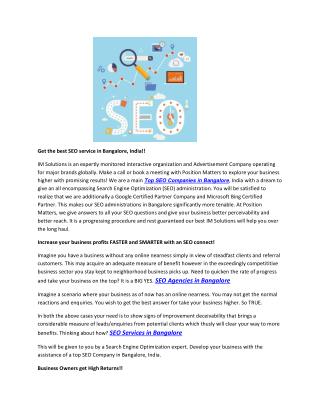 Get the best SEO service in Bangalore, India!!
