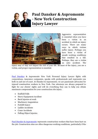 Paul Dansker & Aspromonte - New York Construction Injury Lawyer