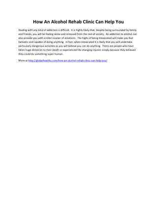 How An Alcohol Rehab Clinic Can Help You