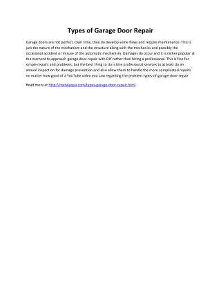 Types of Garage Door Repair
