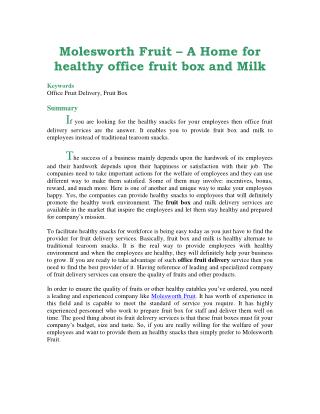 Molesworth Fruit – A Home for healthy office fruit box and Milk