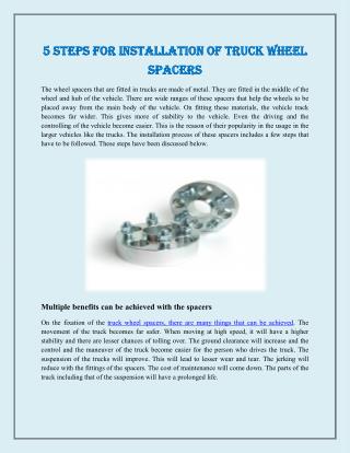 5 Steps for Installation of Truck Wheel Spacers
