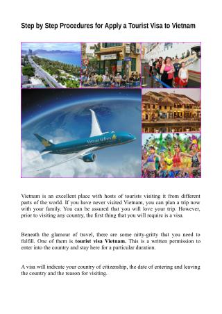 Step by Step Procedures for Apply a Tourist Visa to Vietnam