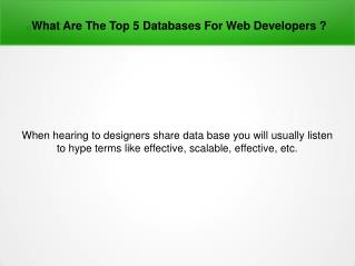 What Are The Top 5 Databases For Web Developers?