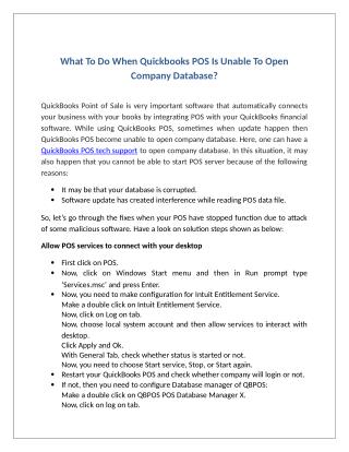 What To Do When Quickbooks POS Is Unable To Open Company Database?