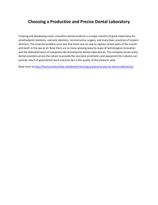Choosing a Productive and Precise Dental Laboratory