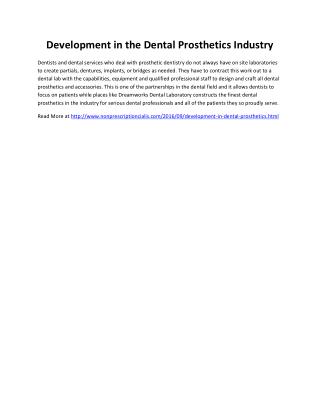 Development in the Dental Prosthetics Industry