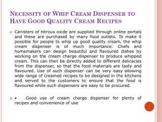 Necessity of Whip Cream Dispenser to Have Good Quality Cream Recipes