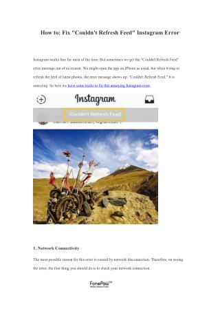How to: Fix ″Couldn't Refresh Feed″ Instagram Error