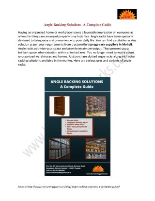 Angle Racking Solutions- A Complete Guide