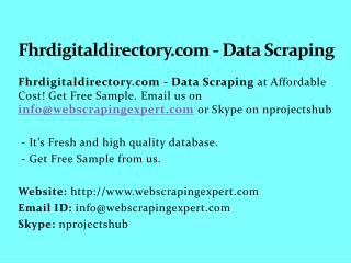 Fhrdigitaldirectory.com - Data Scraping