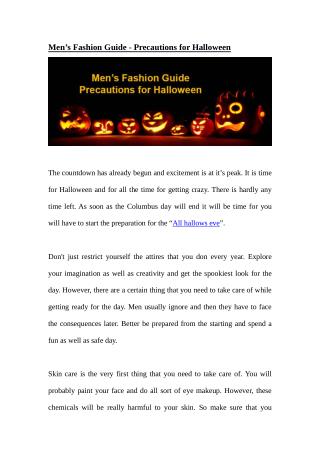 Men’s Fashion Guide - Precautions for Halloween