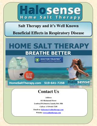 Salt Therapy and It’s Well Known Beneficial Effects in Respiratory Disease