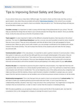 Tips to Improving School Safety and Security