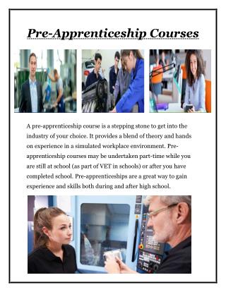 Pre Apprenticeship Courses