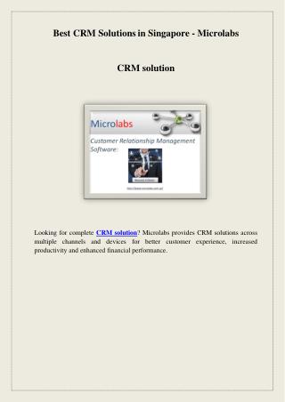 Best CRM Solutions in Singapore - Microlabs