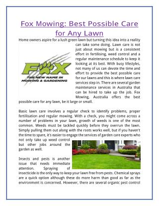 Fox Mowing: Best Possible Care for Any Lawn