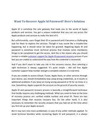 Want to Recover Apple ID Password? Here’s Solution