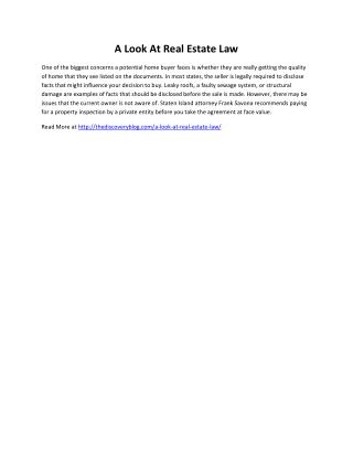 A Look At Real Estate Law
