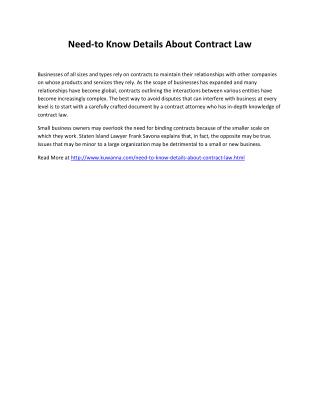 Need-to Know Details About Contract Law