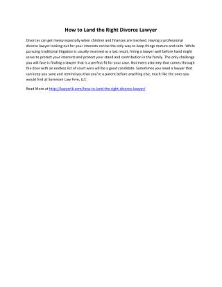 How to Land the Right Divorce Lawyer