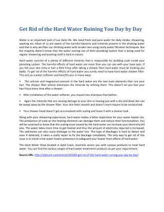 Get Rid of the Hard Water and Problems