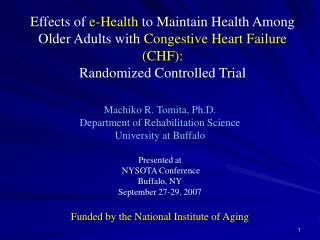 Effects of e-Health to Maintain Health Among Older Adults with Congestive Heart Failure (CHF): Randomized Controlled