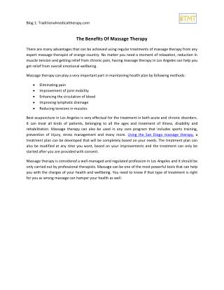 The Benefits Of Massage Therapy