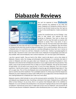 Diabazole Reviews @ http://www.topwellnesspro.com/diabazole/