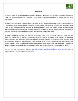 Ayurveda