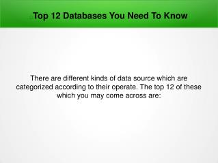 Top 12 databases you need to know