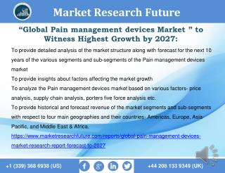 Global Pain management devices Market Research Report- Forecast To 2027