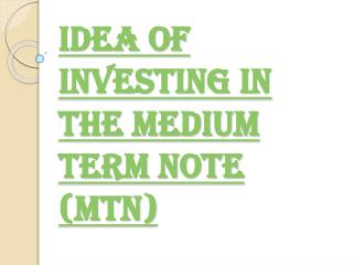 Various Ideas of Investing in the Medium Term Note (MTN)