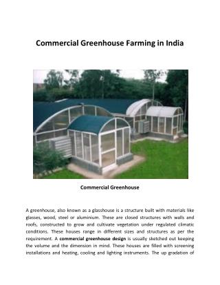 Commercial Greenhouse Farming in India