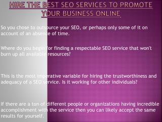 Promote your Business Online By Hiring The Best Seo Services