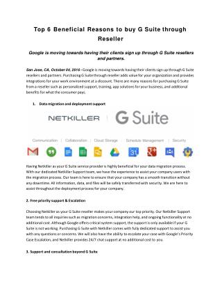 Top 6 Beneficial Reasons to buy G Suite through Reseller