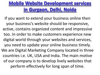 Mobile Website Development services in Gurgaon, Delhi, Noida