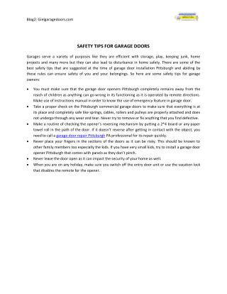 Safety Tips For Garage Doors
