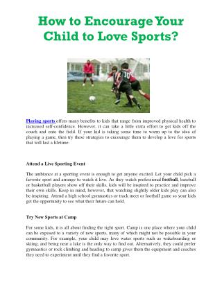 How to Encourage Your Child to Love Sports