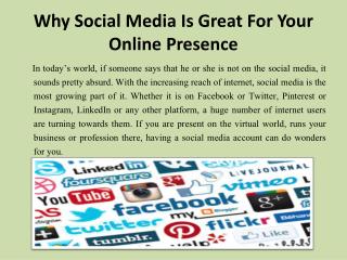 Why Social Media Is Great For Your Online Presence